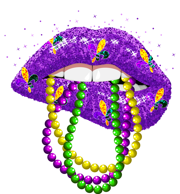 Cool Mardi Gras Glitter Lips Premium T-Shirt