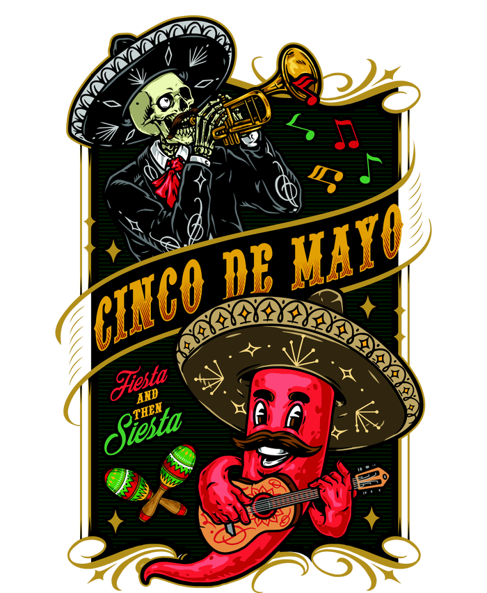 Cinco De Mayo Fiesta And Then Siesta Skeleton Pepper Music Cooling Performance Crew T-Shirt