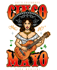 Cinco De Mayo Women Playing Banjo High Crown Mesh Back Trucker Hat