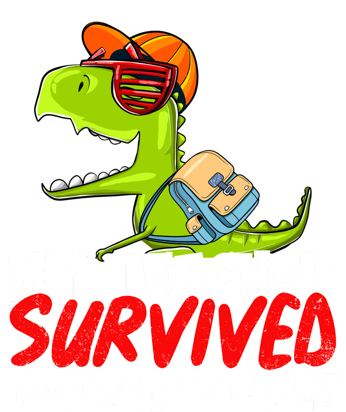 Funny My Teacher Survived 100 Days Of Me Trex Dinosaur T-Shirt