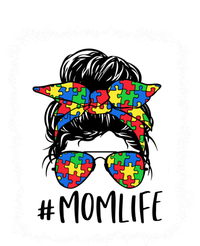 Puzzle Piece Messy Bun Mom Life Autism Mom Autism Awareness Meaningful Gift T-Shirt