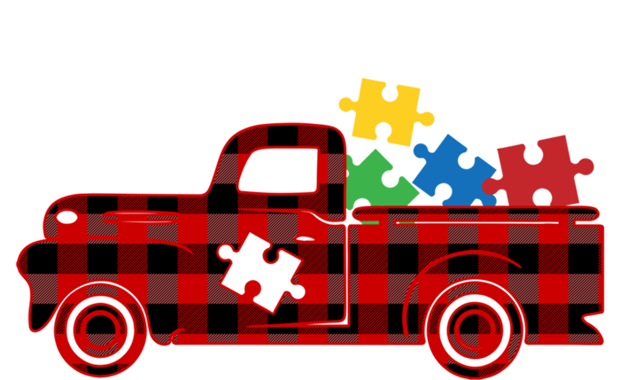 Red Plaid Truck Pickup Autism Puzzle Pieces Autism Awareness Meaningful Gift Sweatshirt