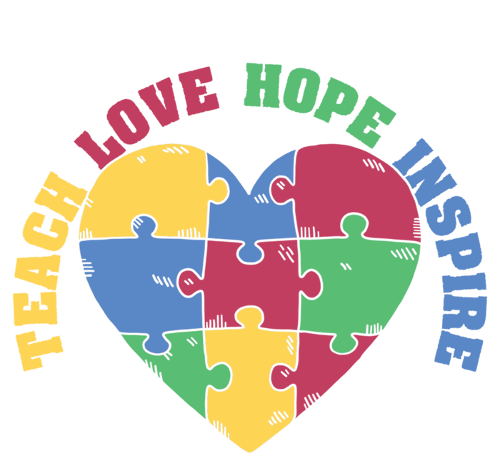 Teach Hope Love Inspire Puzzle Symbol Autism Awareness Gift Hoodie