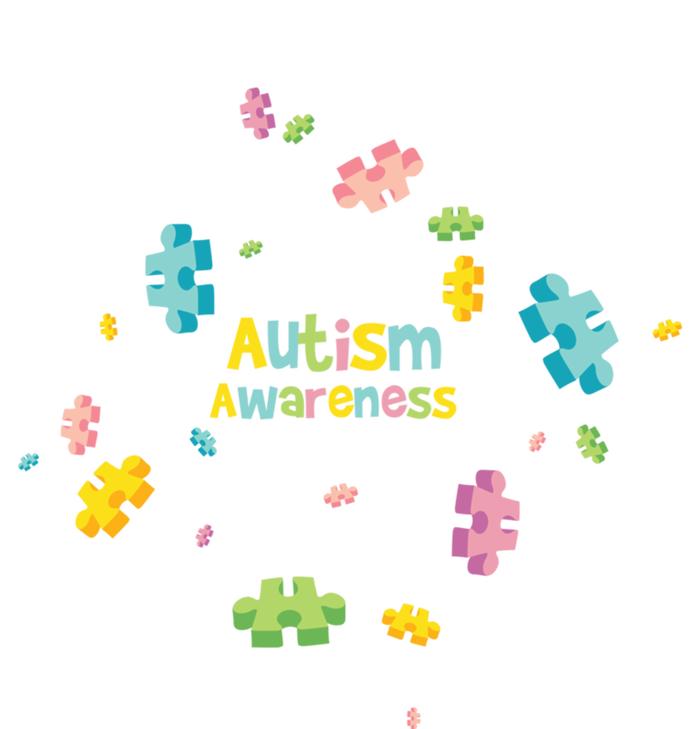 Autism Awareness Gift Puzzle Pieces Gift Pom Pom 12in Knit Beanie