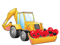 Valentine's Day Digger Loader Hearts Emoticons Gift Magnet