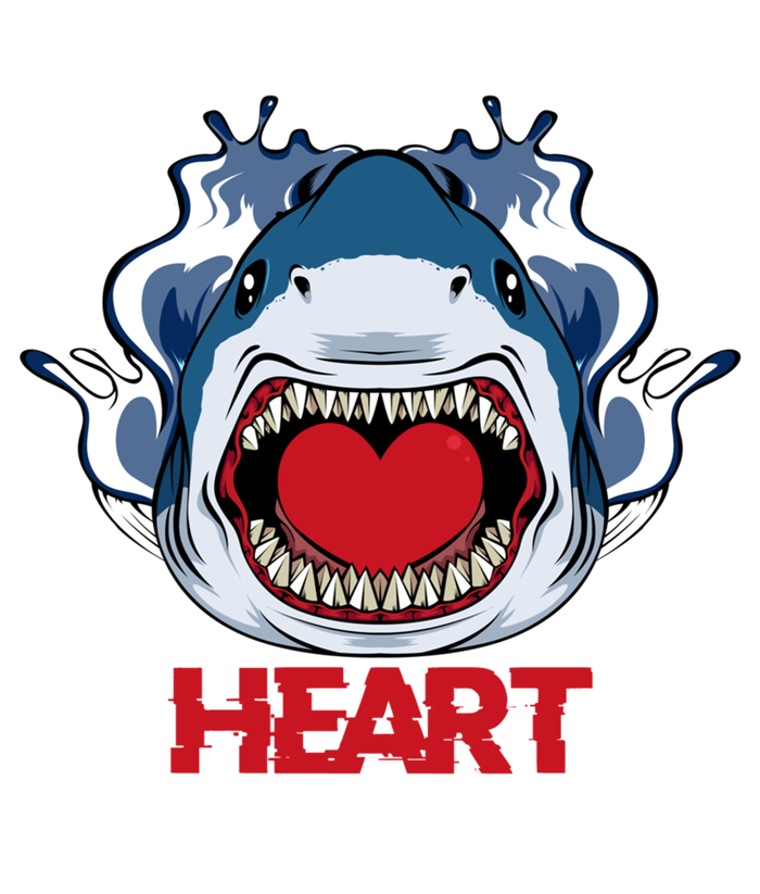 Funny Heart Shark Crusher Valentines Day Jawsome Beach Gift Women's V-Neck T-Shirt