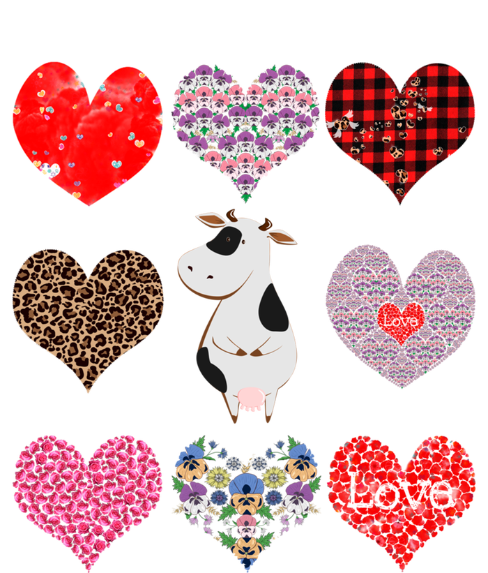 Cute Cow Funny Cow Lover Retro Hearts Pattern Valentines Day Gift T-Shirt