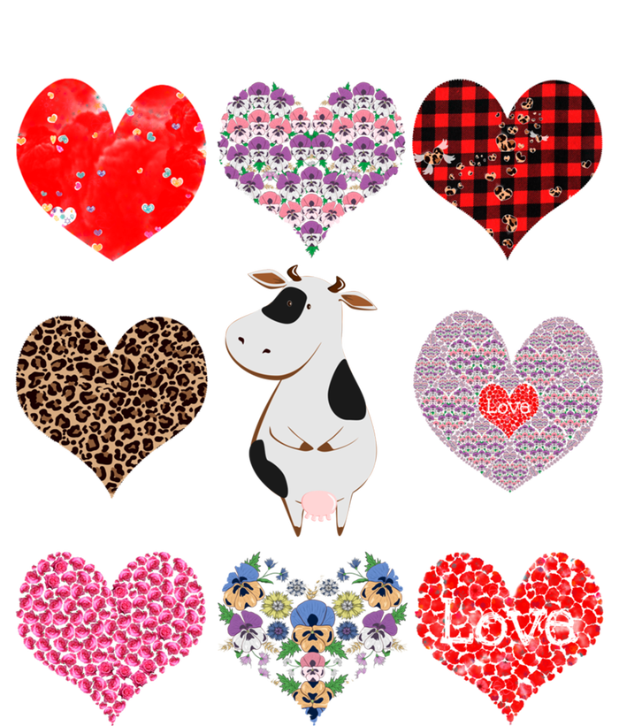 Cute Cow Funny Cow Lover Retro Hearts Pattern Valentines Day Cute Gift Zip Tote Bag