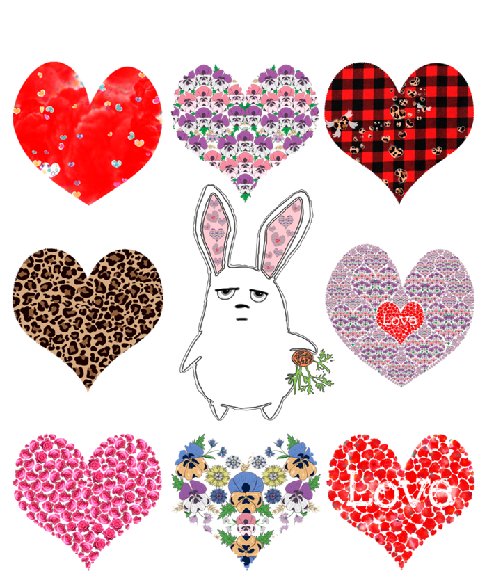 Cute Rabbit Funny Retro Floral Hearts Pattern Valentines Day Gift Sustainable Beanie