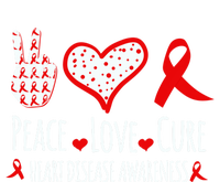 Peace Love Cure Heart Disease Awareness Red Heart Ribbon Cool Gift T-Shirt