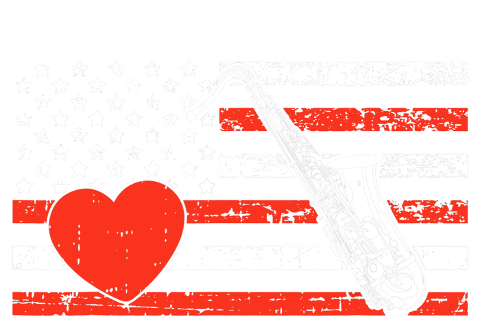 Saxophone American Flag Heart Valentines Day Cool Musician Long Sleeve Pajama Set