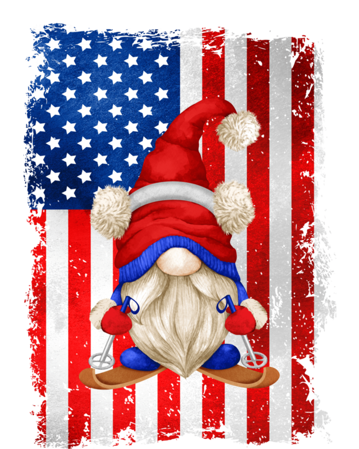 American Flag Ski Dad Graphic Patriotic Gnome Gift Kids T-Shirt