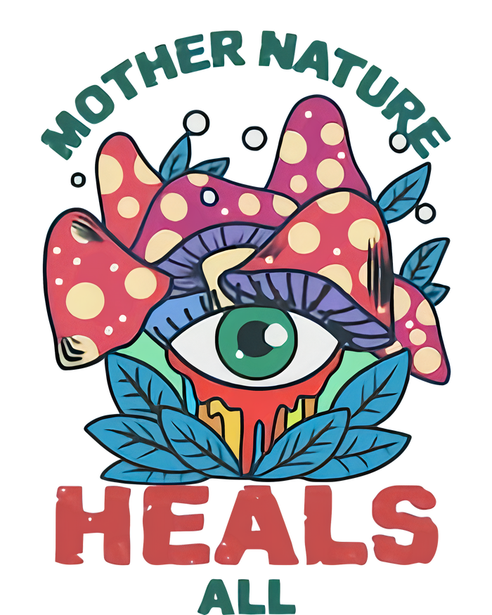 Mother Nature Heals All Cartoon Magic Mushroom Retro Ladies PosiCharge Competitor Racerback Tank