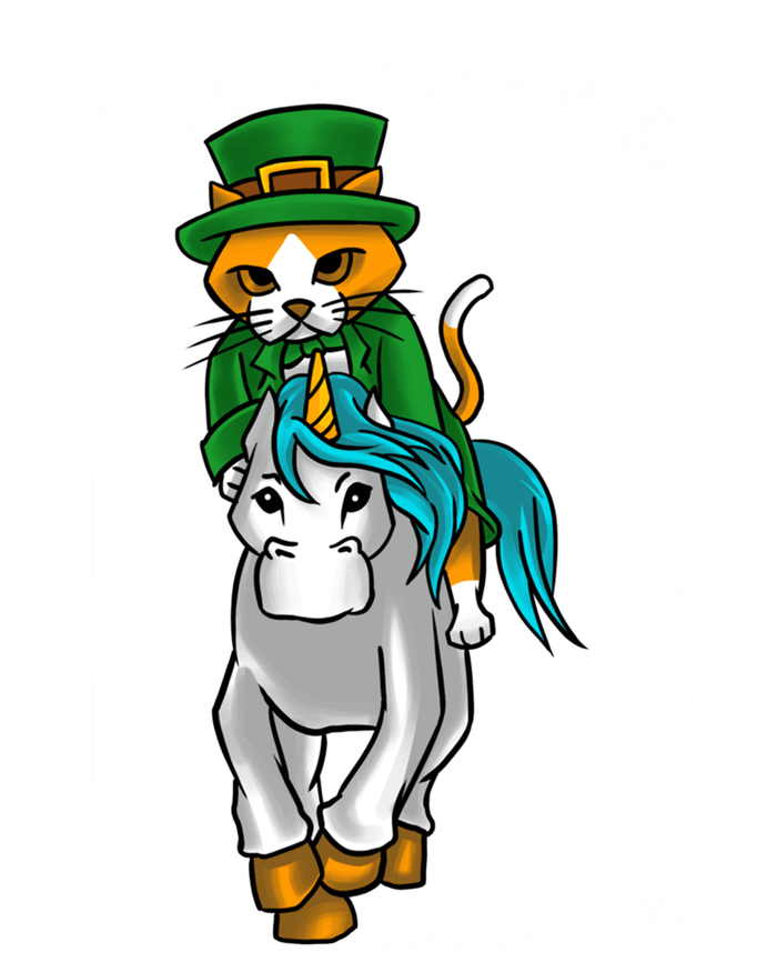 Leprechaun Cat Riding A Unicorn St Patrick's Graphic Humor Meaningful Gift Button