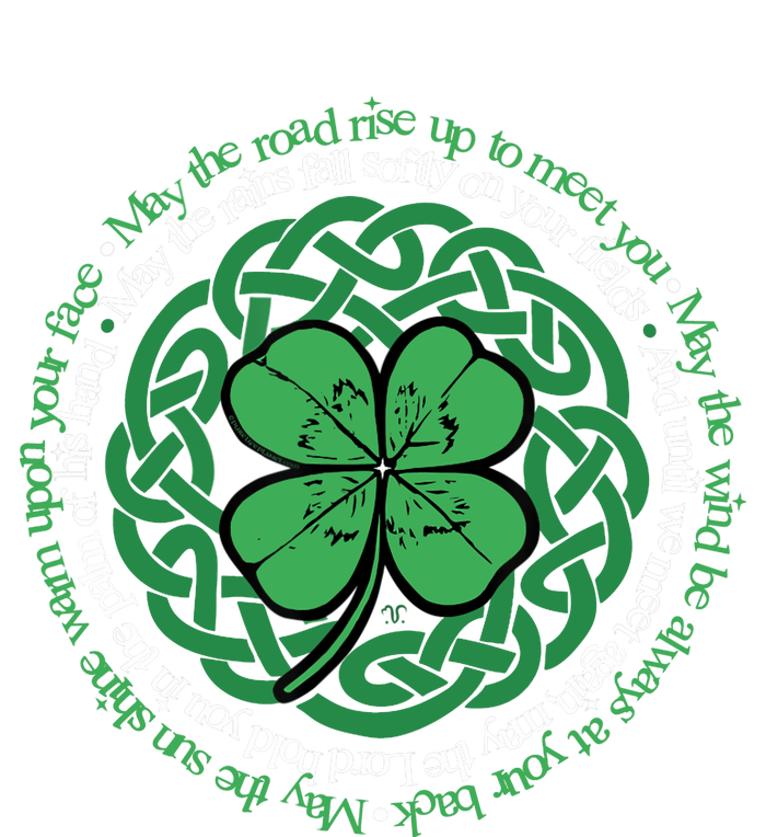 Irish Blessing, Celtic Knot & 4-Leaf Clover Luck Version B Ladies Long Sleeve Shirt