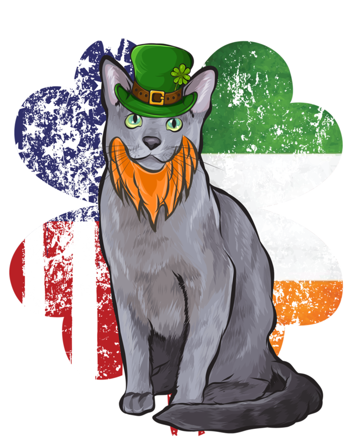 St Patricks Day Irish American Flag Russian Blue Cat Meaningful Gift T-Shirt