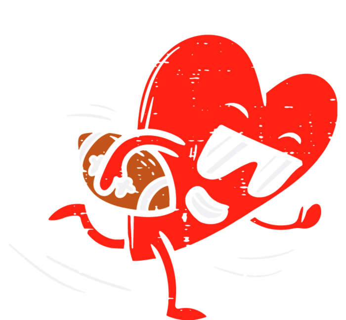 Heart Playing Football Valentines Distressed T-Shirt