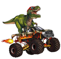 Funny T Rex Wearing Glasses On Monster Truck Baby Bodysuit