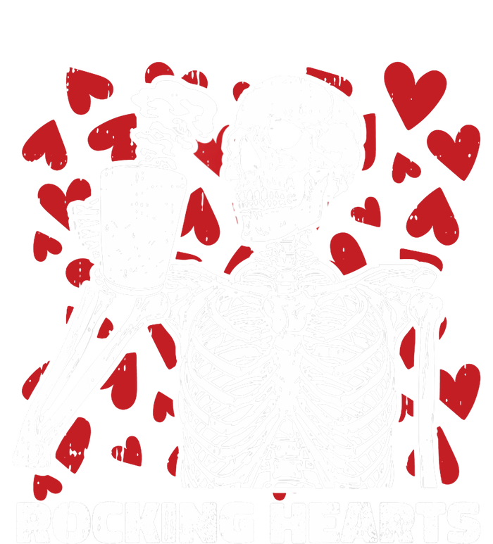 Rocking Hearts Valentines Day Funny Skeleton Drinking Coffee Adult ChromaSoft Performance T-Shirt