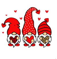 Valentine Gnomes Holding Heart Leopard Happy Valentine's Day Love T-Shirt