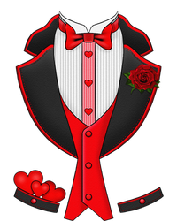 Valentine's Day Tuxedo Red Bow Tie Costume Giftss T-Shirt