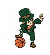 Dabbing St Patricks Day Basketball Leprechaun And Gift Pom Pom 12in Knit Beanie