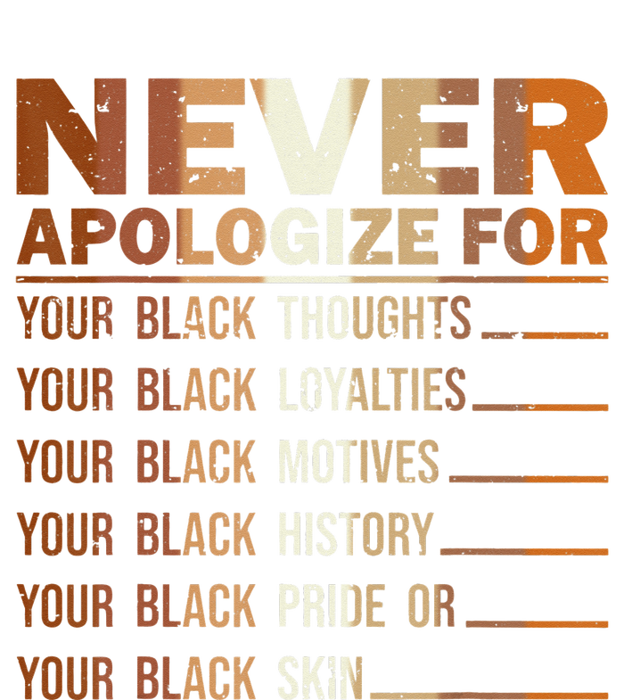 Never Apologize Black History Month BLM Melanin Pride T-Shirt