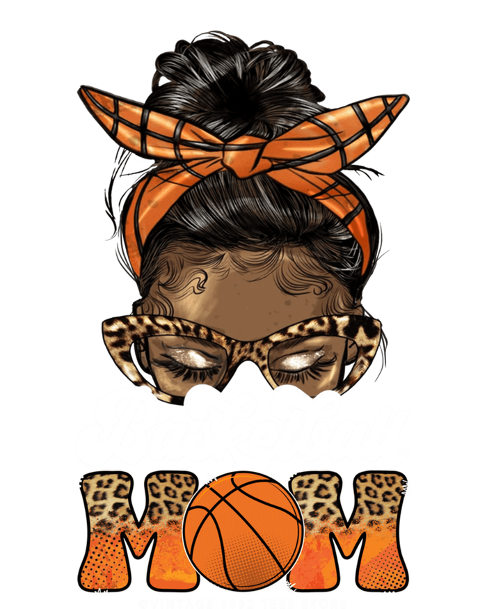 Basketball Mom Messy Bun Black Wo Leopard Mothers Day Long T-Shirt