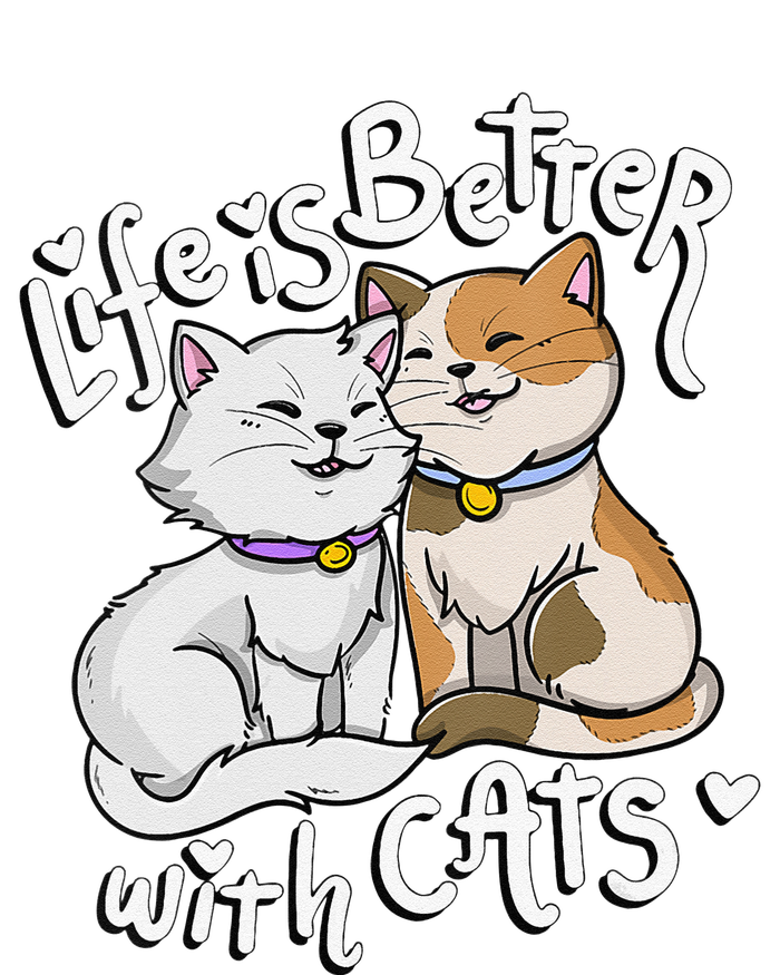 Womens Valentine's Cat Lover Life Is Better With Cats Mother's Day Cooling Performance Long Sleeve Crew