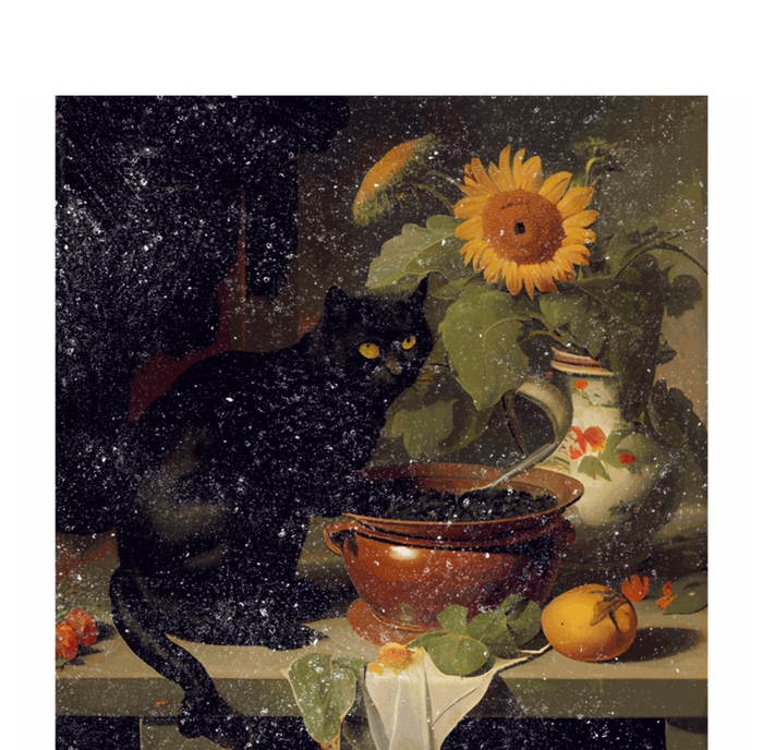 Black Cat Cooking Sunflower Cute Gift T-Shirt