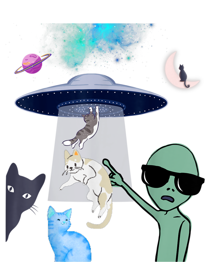 Cat Lovers UFO Space Abduction Of Cats By Aliens Design Ladies Long Sleeve Shirt