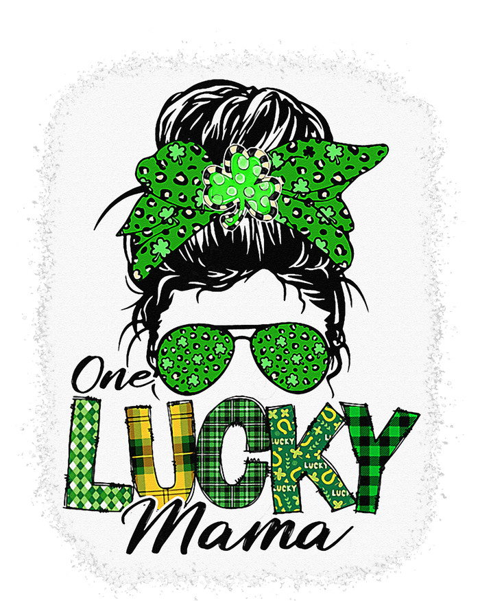 One Lucky Mama Cute Messy Bun St Patricks Day Long Sleeve Pajama Set