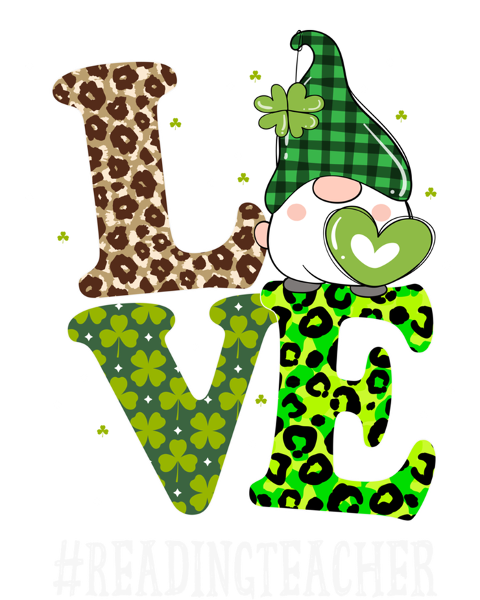 Reading Teacher Love St Patricks Day Gnome Leopard Shamrock Gift T-Shirt