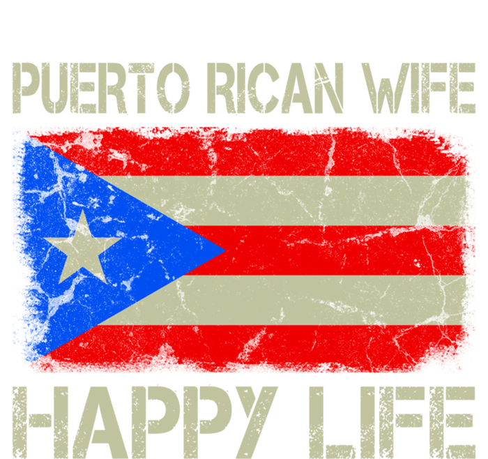 Puerto Rican Wife Happy Life Puerto Rico Flag Funny Husband Gift Women's Long Sleeve Flannel Pajama Set 