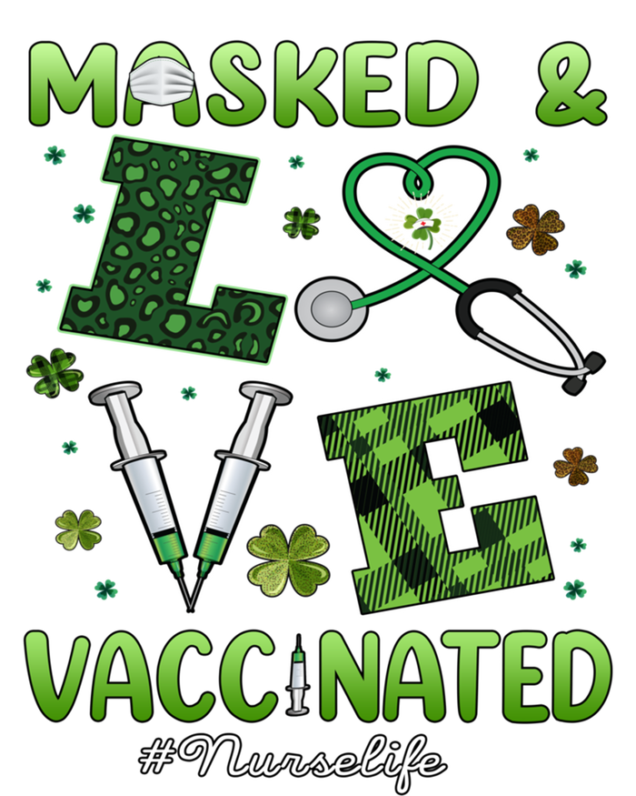 Vaccinated Masked St Patricks Day Nurse Life Healthcare Gift Cute Gift Women's V-Neck T-Shirt