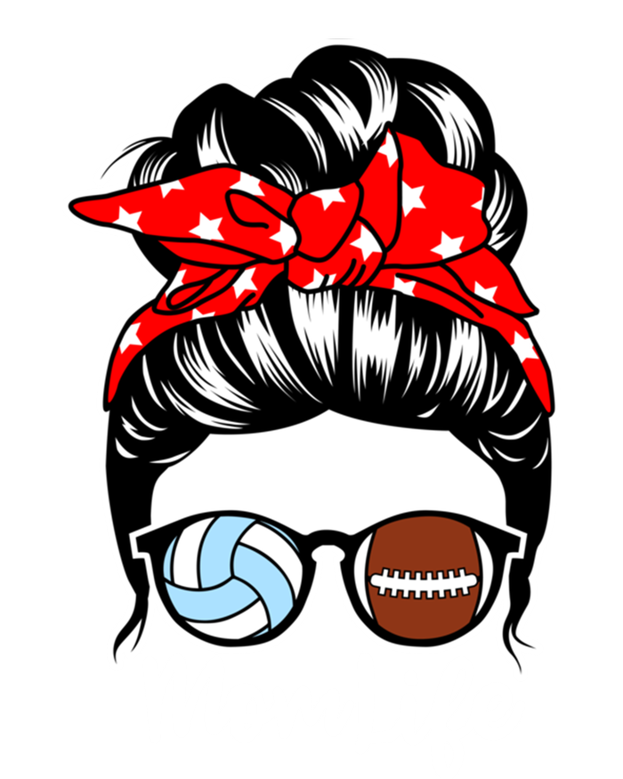 Mom Life Messy Bun Hair Football Volleyball Player Mom Gift Short Acrylic Beanie