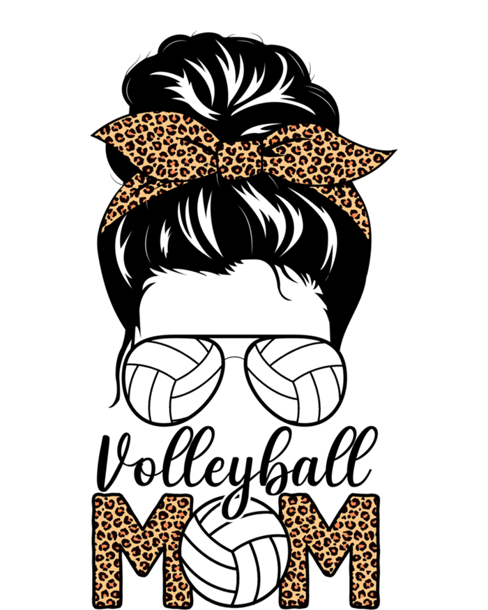 Mom Life Volleyball Messy Bun Hair Leopard Print Volleyball Gift Women's Racerback Tank