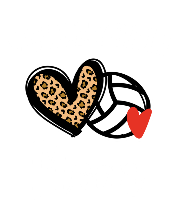 Volleyball Mom Leopard Heart Funny Gift T-Shirt