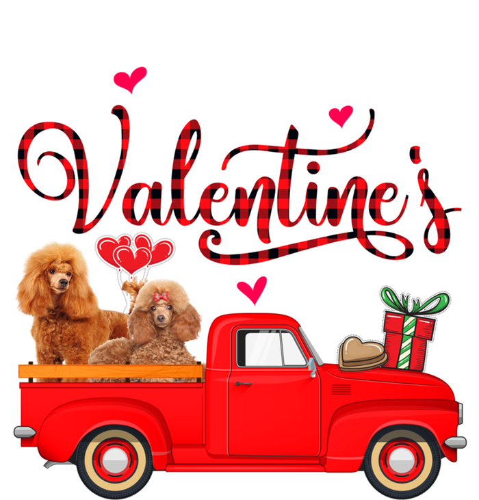 Happy Valentine's Day Funny Red Plaid Truck Poodle Lover Gift Tall Long Sleeve T-Shirt