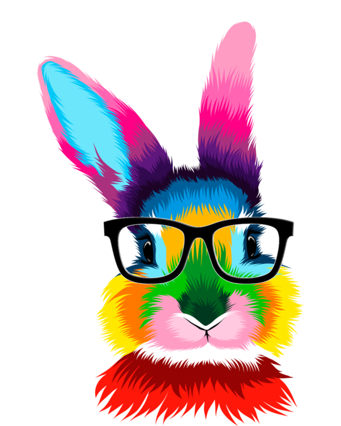 Cute Colorful Bunny Rabbit Head Glasses Happy Easter Day Gift Women's V-Neck T-Shirt