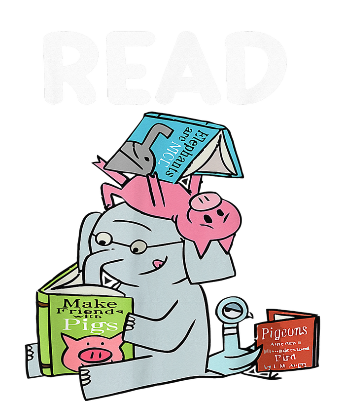 Funny Teacher Library Read Book Club Piggie Elephant Pigeons V-Neck T-Shirt