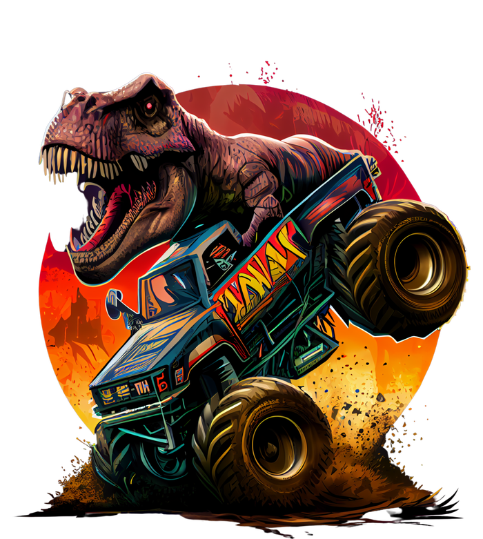 T Rex In Monster Truck With Sunset T-Shirt