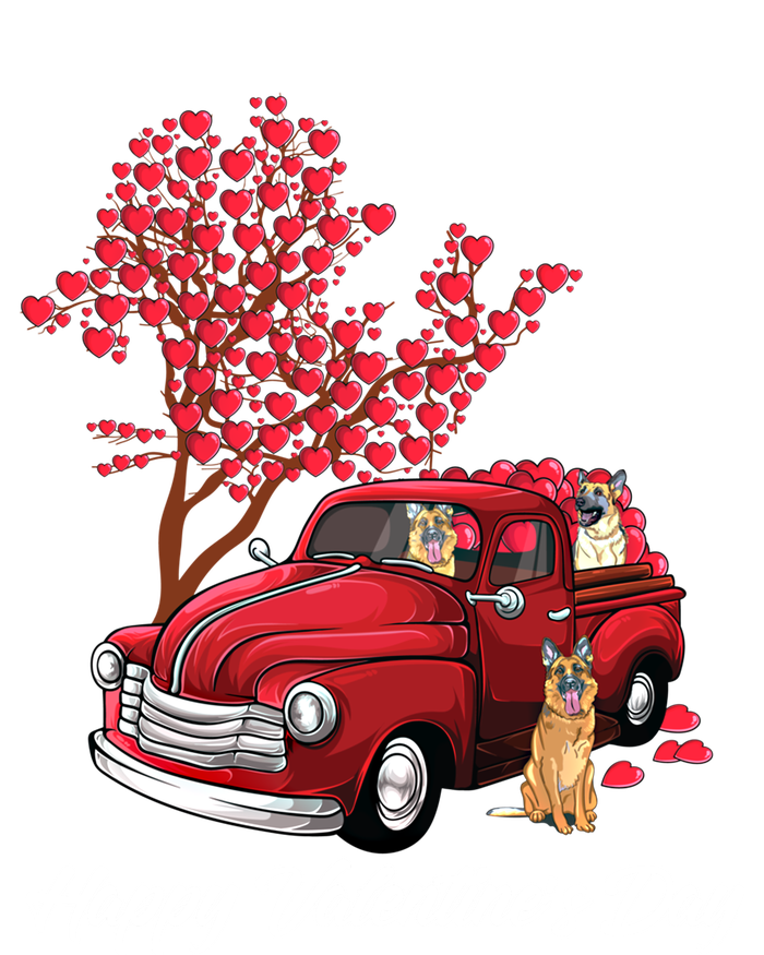 Red Truck Happy Valentines Day Ger Shepherd Dog Hearts Cute Gift Women's T-Shirt