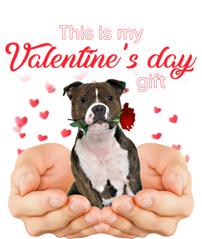 Staffordshire Bull Terrier This Is My Valentine's Day Pajama Gift Stripe Pom Pom Beanie