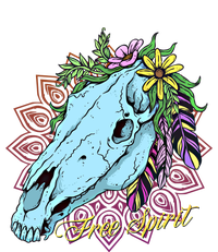 Free Spirit Boho Floral Horse Skull Cow Rodeo Horse Lover Gift Women's T-Shirt