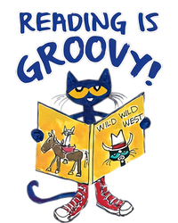 Reading Is Groovy Librarian Read Books Funny Cat Reading Lover Kids T-Shirt