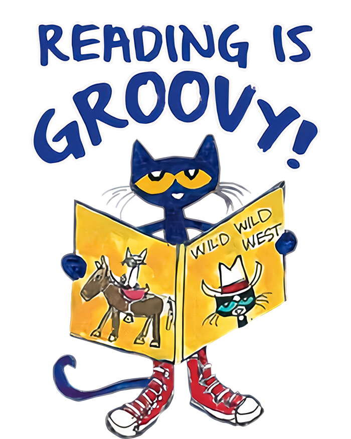 Reading Is Groovy Librarian Read Books Funny Cat Reading Lover Kids T-Shirt