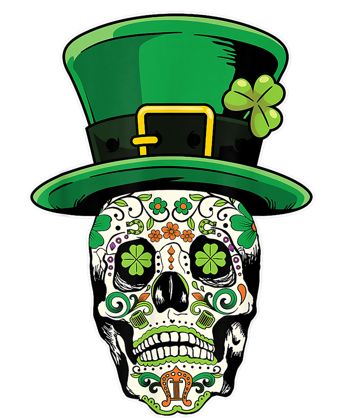 Sugar Irish Clover Skull St Patricks Day T-Shirt