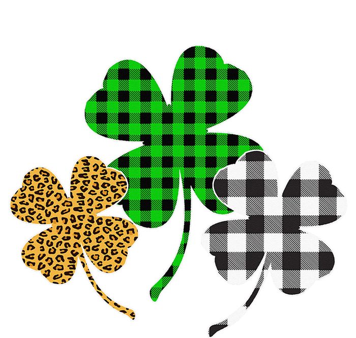 Irish Shamrocks Leopard Buffalo Plaid St Patrick's Day T-Shirt