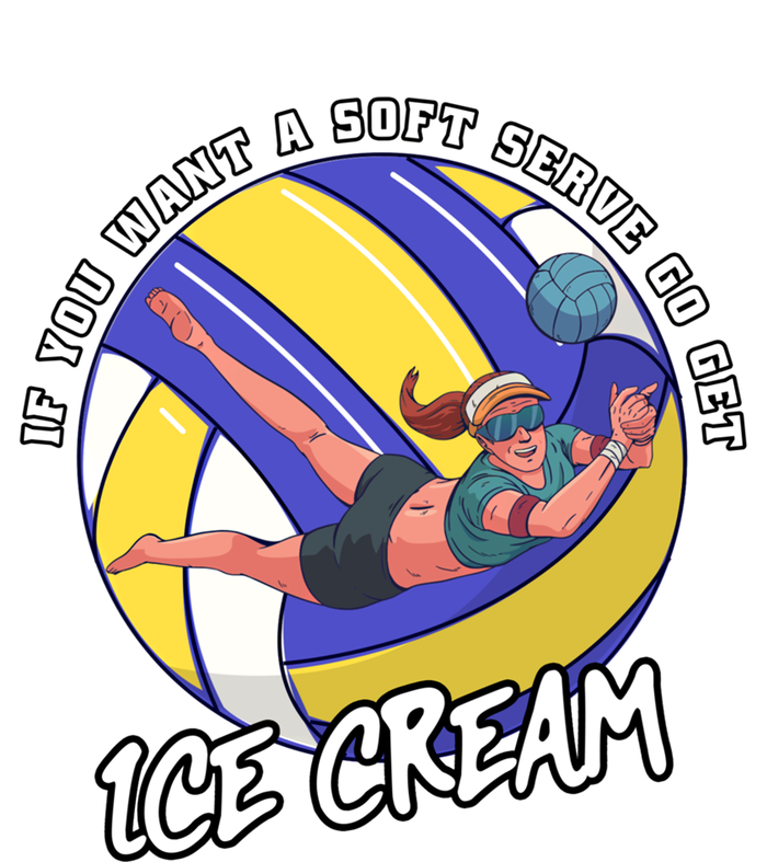 If You Want A Soft Serve Go Get Ice Cream Volleyball Cool Gift Full-Length Apron With Pockets